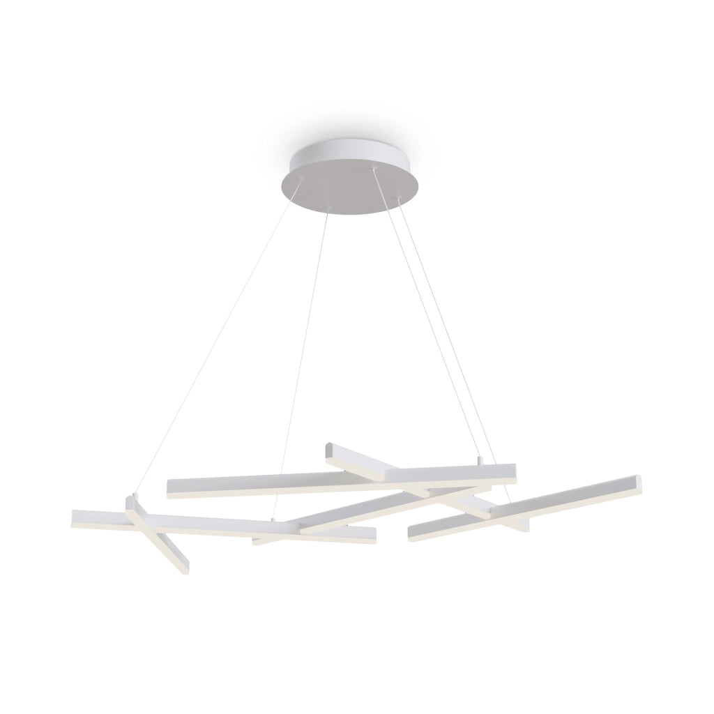 Maytoni Lampadario moderno Line 6 luci LED integrato bianco alluminio diffusore acrilico