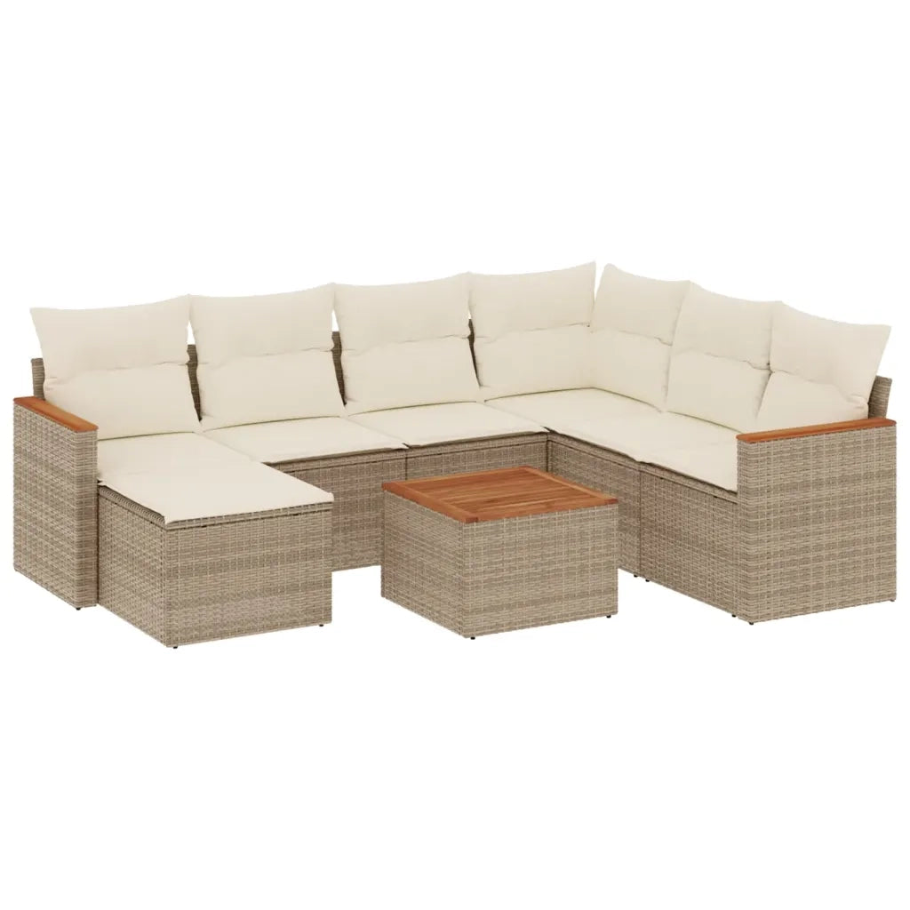 Set Divano da Giardino 8 pz con Cuscini Beige in Polyrattan 3226212