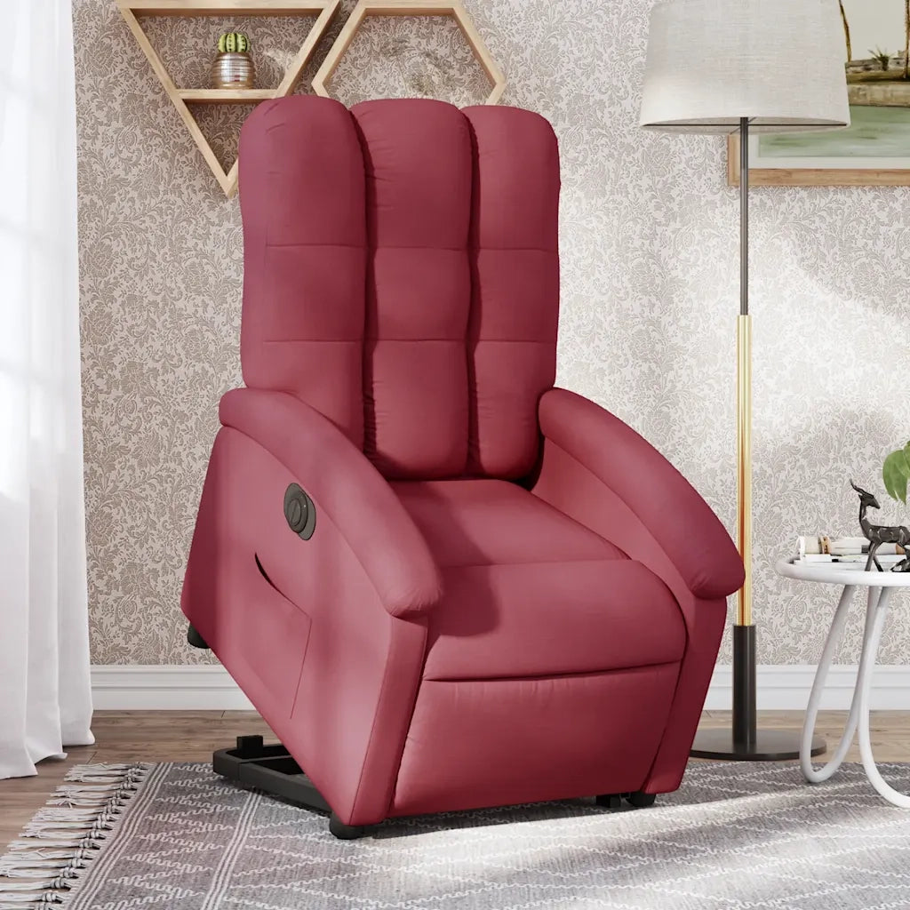Poltrona | Sedia Relax Alzapersona Reclinabile Elettrica Rosso Vino Tessuto