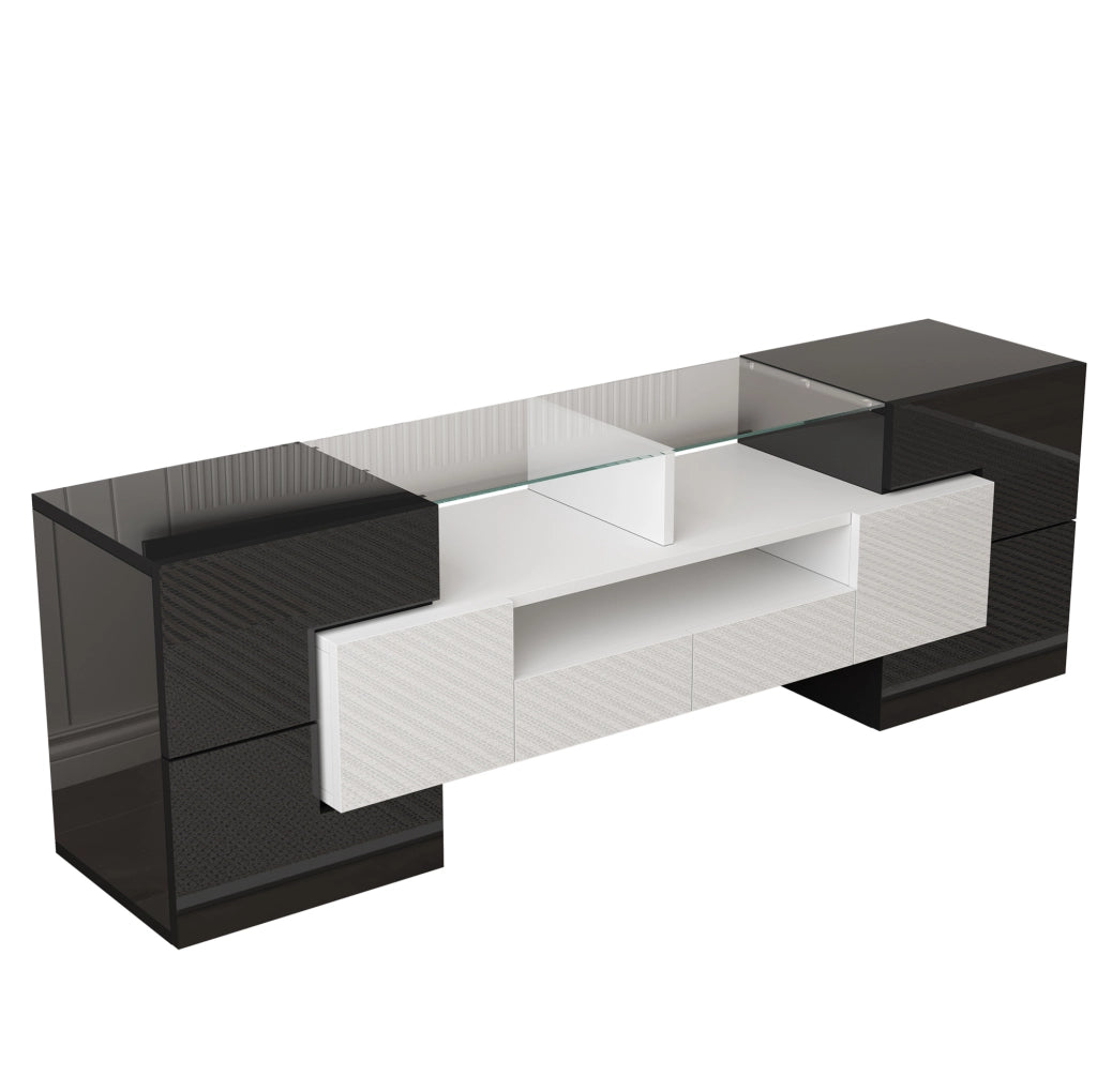 Mobile TV 145x30x51 cm con illuminazione LED multicolore e ampio spazio contenitivo