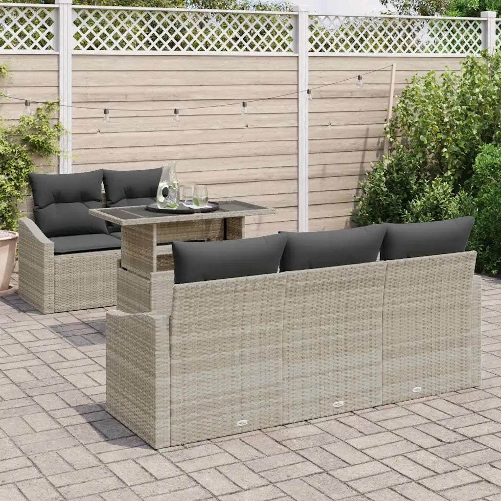 Set Divano da Giardino 6 pcs Grigio chiaro polyrattan 3357655