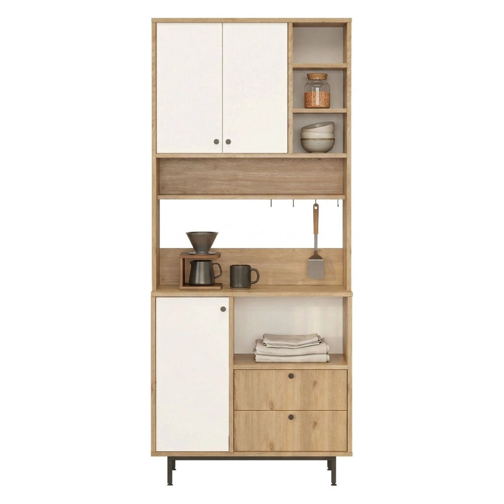 Madia Romallo, Credenza 2 Cassetti, 88x36x205h cm Marrone Rovere