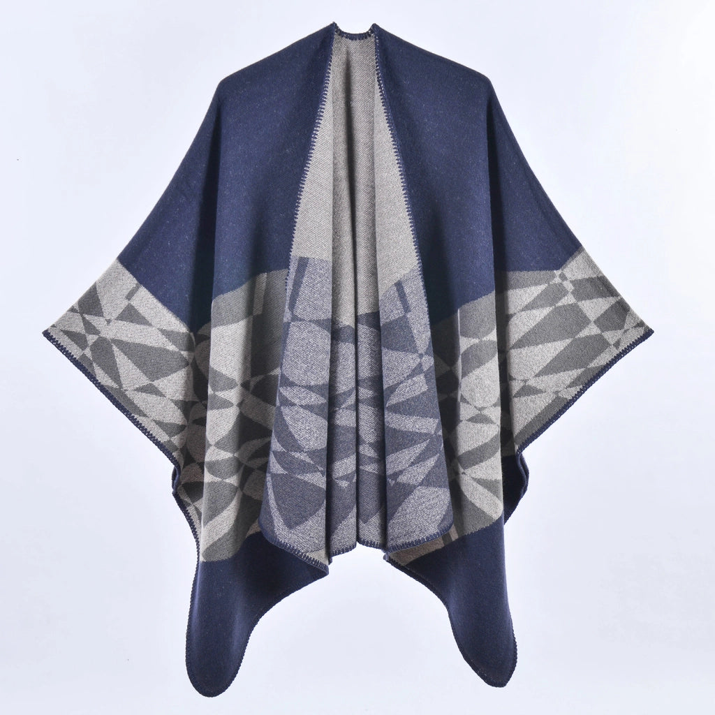 Nuova sciarpa da donna in cashmere, spessa, calda, a mantella divisa, scialle