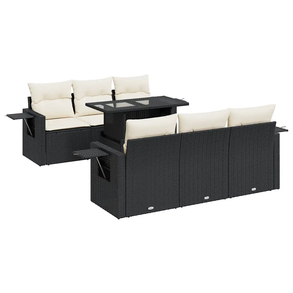 Set Divani da Giardino con Cuscini 7pz Nero Polyrattan 3326417