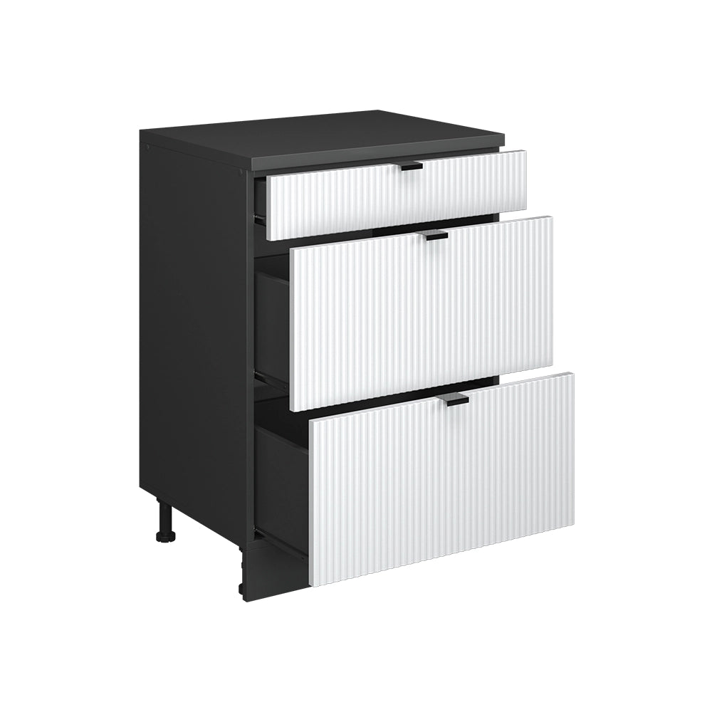 Mobile per mansarda Rion Ondulazione bianca/Antracite 60 x 83.8 cm senza inclinazione con 3 cassetti Vicco