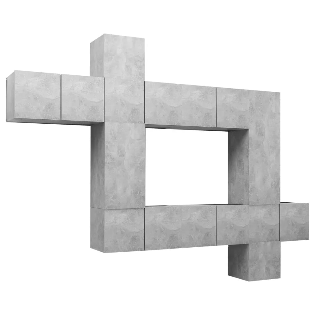 Set di Mobili Porta TV 10pz Grigio Cemento in Legno Multistrato 3079157