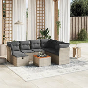 Set Divano da Giardino 8 pz con Cuscini Grigio in Polyrattan
