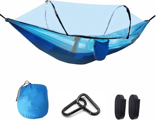 Hammock da Campeggio Ultraleggero - Carico 300kg - Hammock Portatile con Set di Montaggio - 2 Persone 300 x 200 cm - Blu per Campeggio e Outdoor