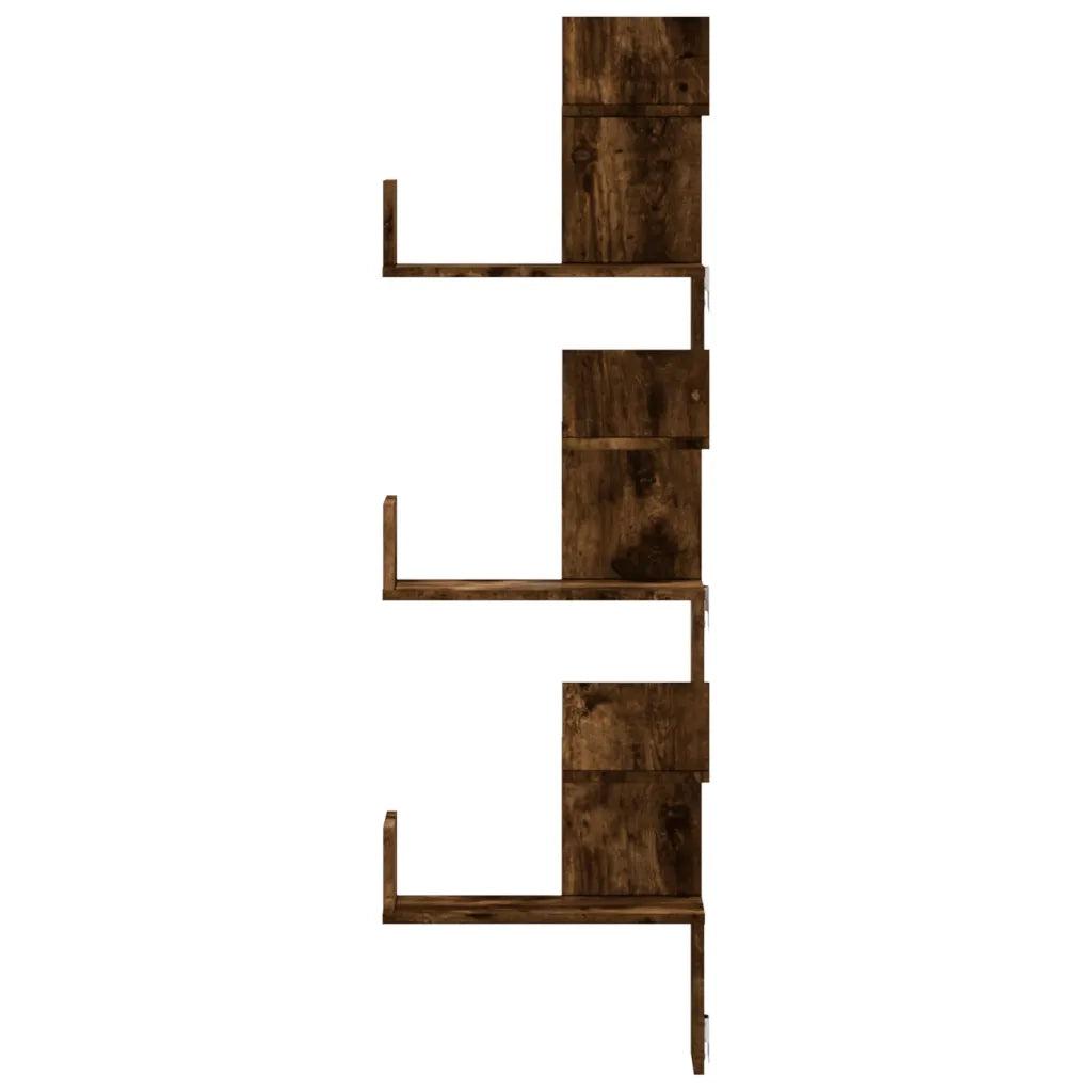 Scaffale Angolare a Muro Rovere Fumo 45x45x147 cm Multistrato