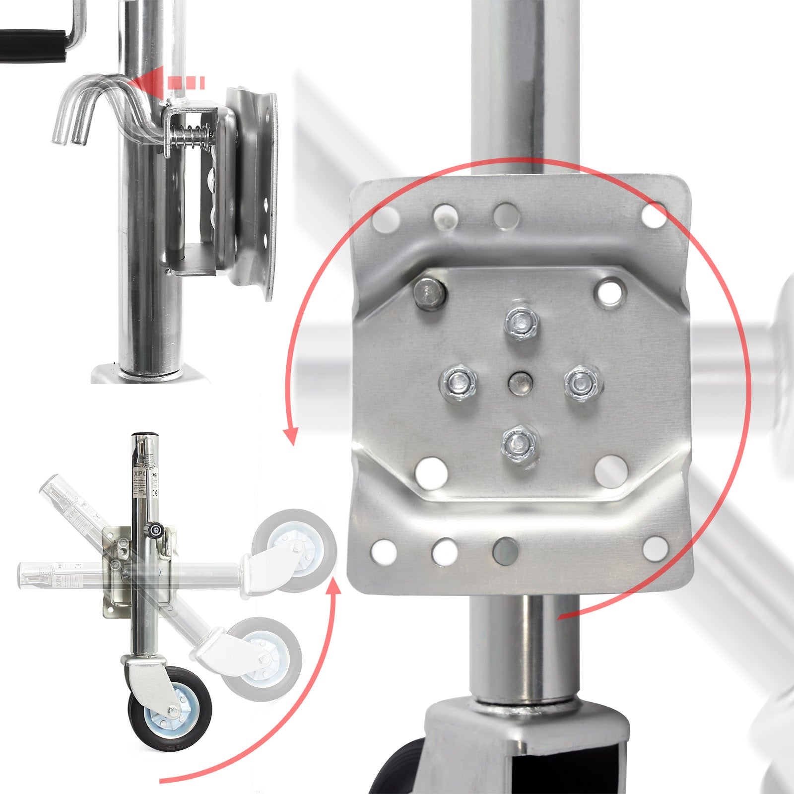 Servotimone con ruota 540 kg Ruotino per carrello appendice con staffa di montaggio