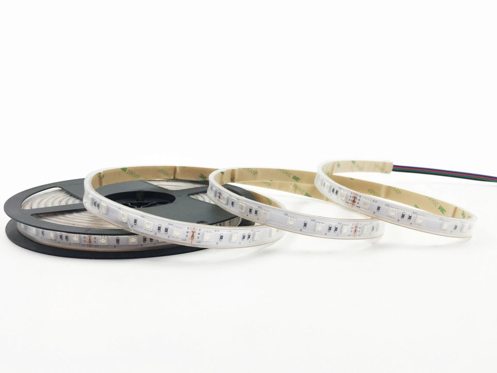 STRIP LED 5050 DC24V IN KAPTON E SILICONE 60 LED PER MT 14,4W PER MT RGB IP67 500cm