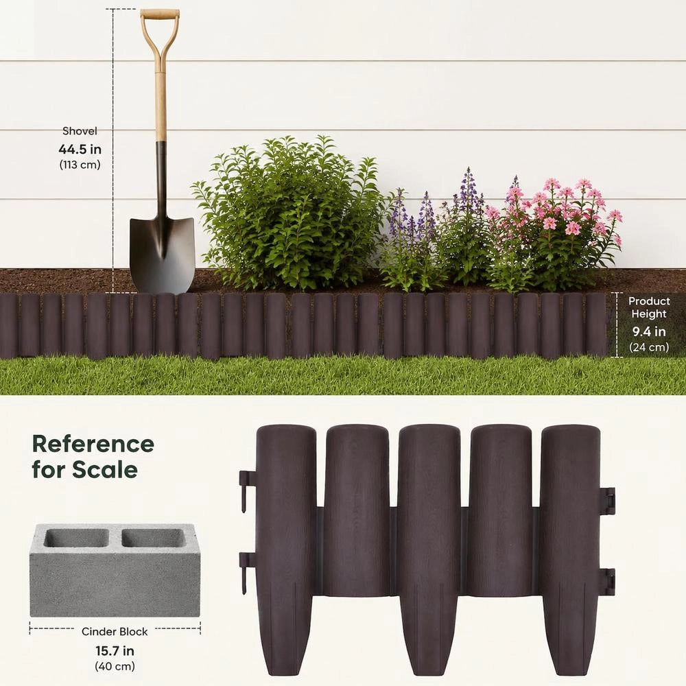 Lawn Edging, 36 Pieces, Brown, 10 M, PP