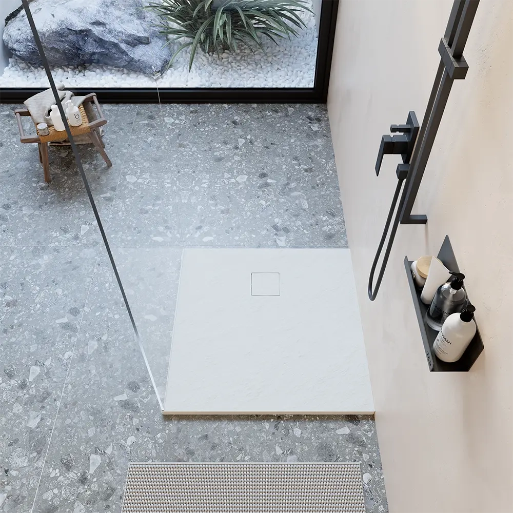 Piatto doccia 90x90 cm colore bianco effetto pietra | Samos