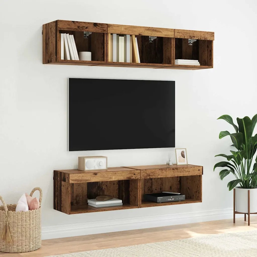 Set mobile TV con LED 2 pcs Legno vecchio 60 x 30 x 30 cm