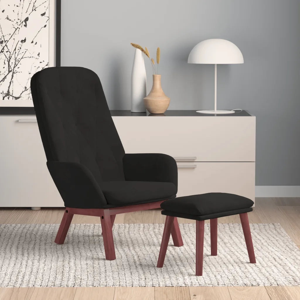 Poltrona Relax con Poggiapiedi Nera in Velluto cod mxl 14541