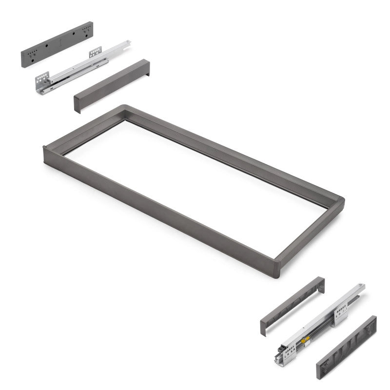 Telaio con guide a estrazione totale e chiusura morbida per accessori per armadi Quartz, 712-738mm, Alluminio e plastica