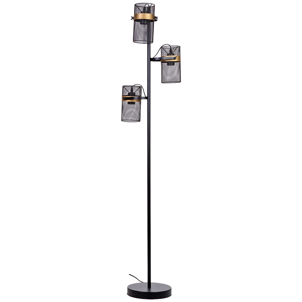 Lampada da terra in metallo nero con 3 faretti 32x32x161h cm