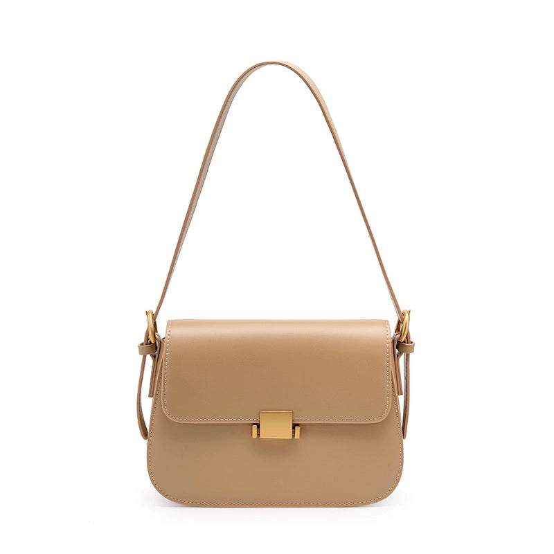 Borsa a tracolla da donna in vera pelle, colore beige.