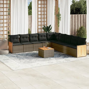 Set Divano da Giardino 10 pz con Cuscini Grigio in Polyrattan 3227747