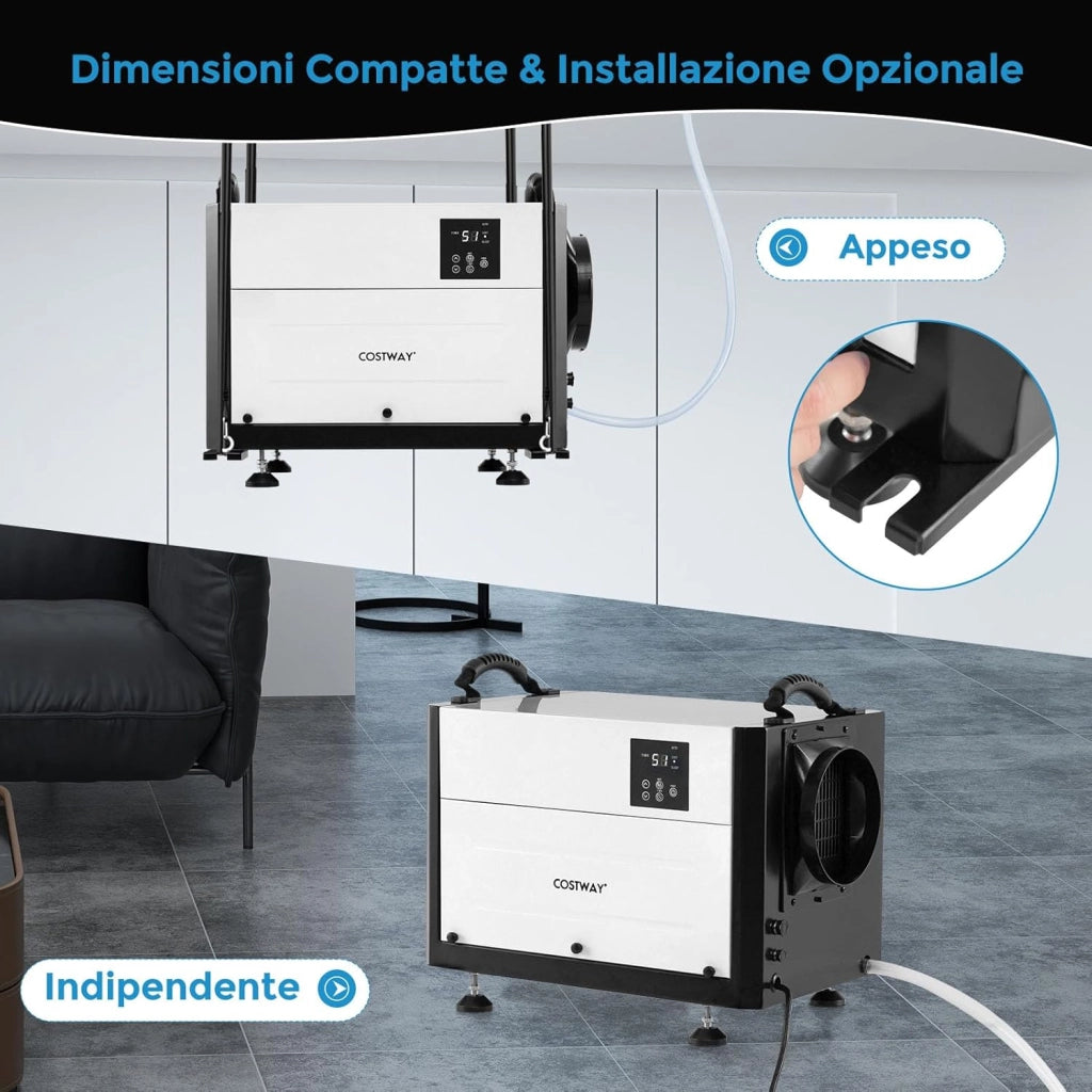 58,5/73,5 L Deumidificatore Commerciale, Deumidificatore Industriale con 3 Modalità e Timer 24H, Sbrinamento Automatico per Cantina Magazzino (58,5 L/giorno Nero)