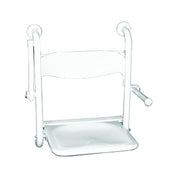 Sedile doccia ribaltabile con braccioli reclinabili e schienale, inox nylon