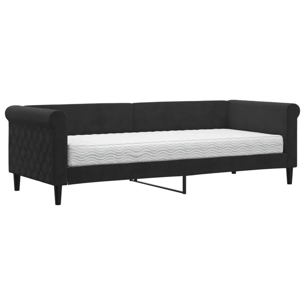 Divano Letto con Materasso Nero 80x200 cm in Velluto 3197744