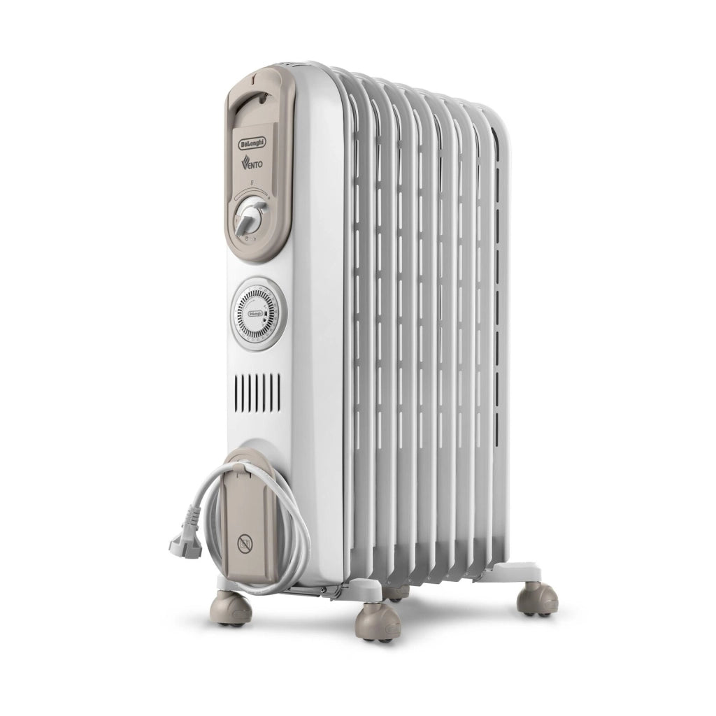 De'Longhi V550918T.WB Serie Vento Radiatore ad Olio 9 Elementi 1800W Timer Antigelo per ambienti fino a 54 m² colore Bianco