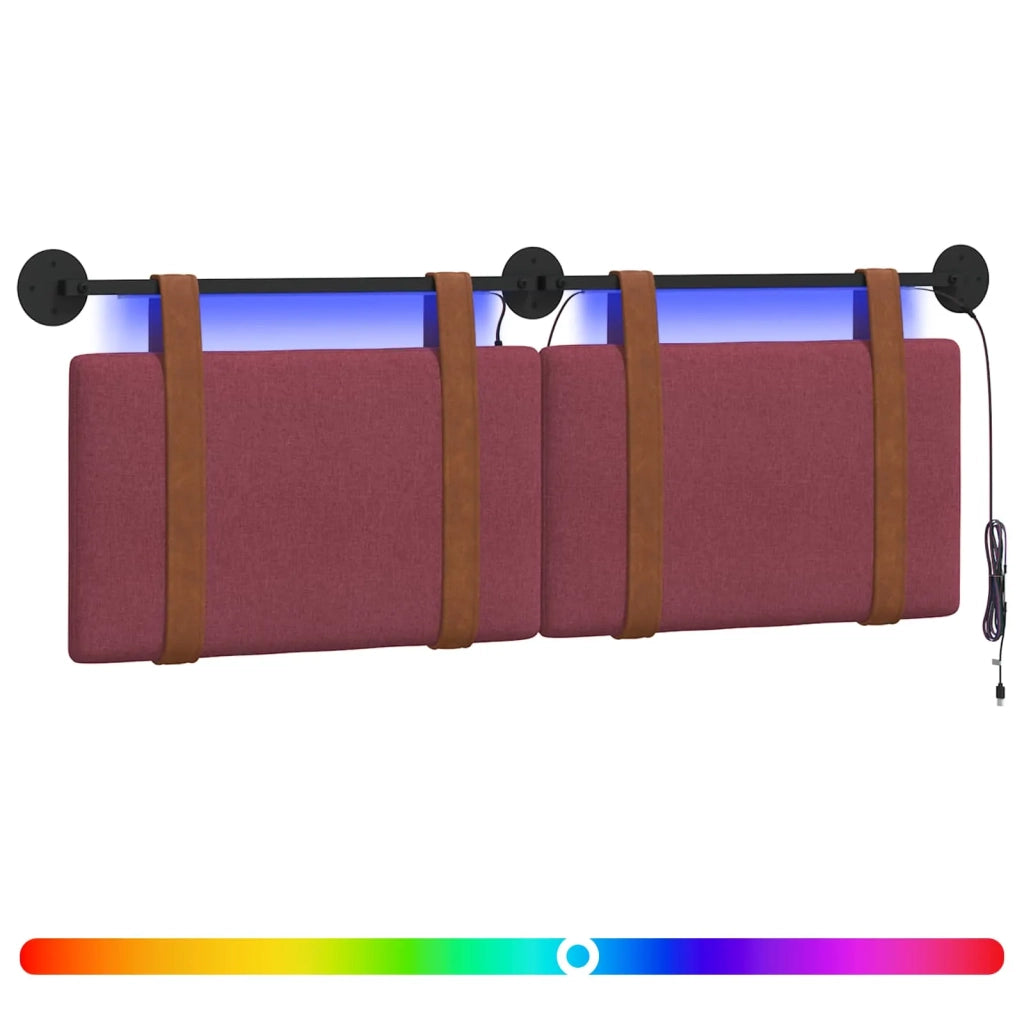Testiera sospesa Con luce LED Rosso Vino PU Antico
