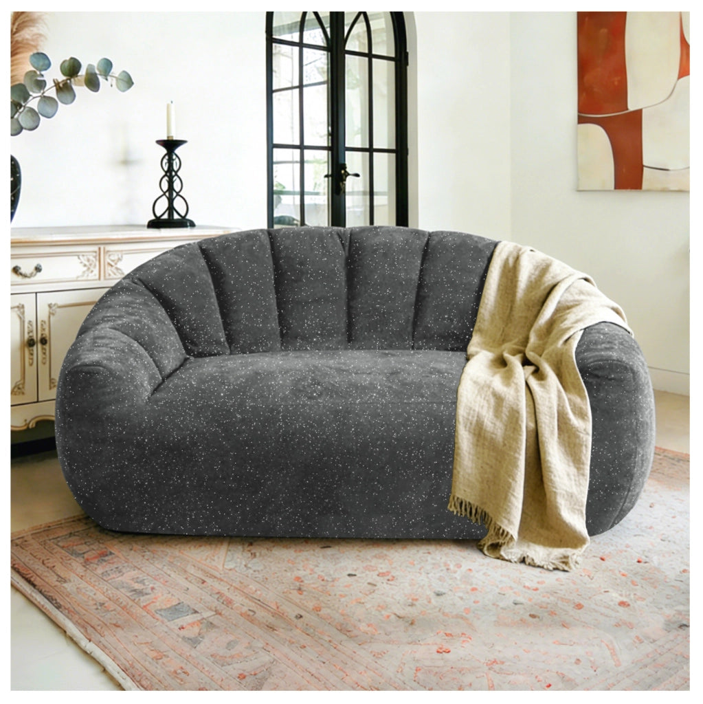 Poltrona sacco con braccioli ergonomica in pelliccia sintetica blu