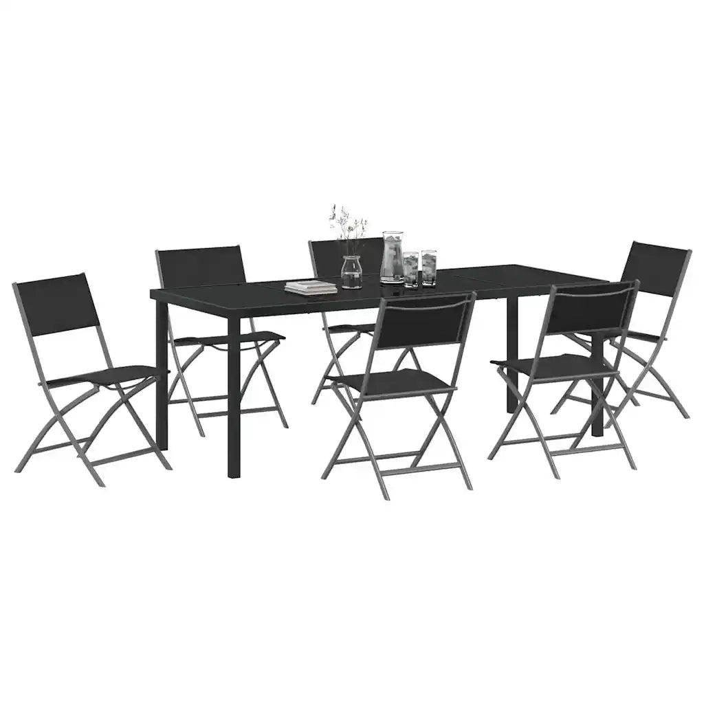 Set da Pranzo per Giardino 7 pcs Nero 3379378