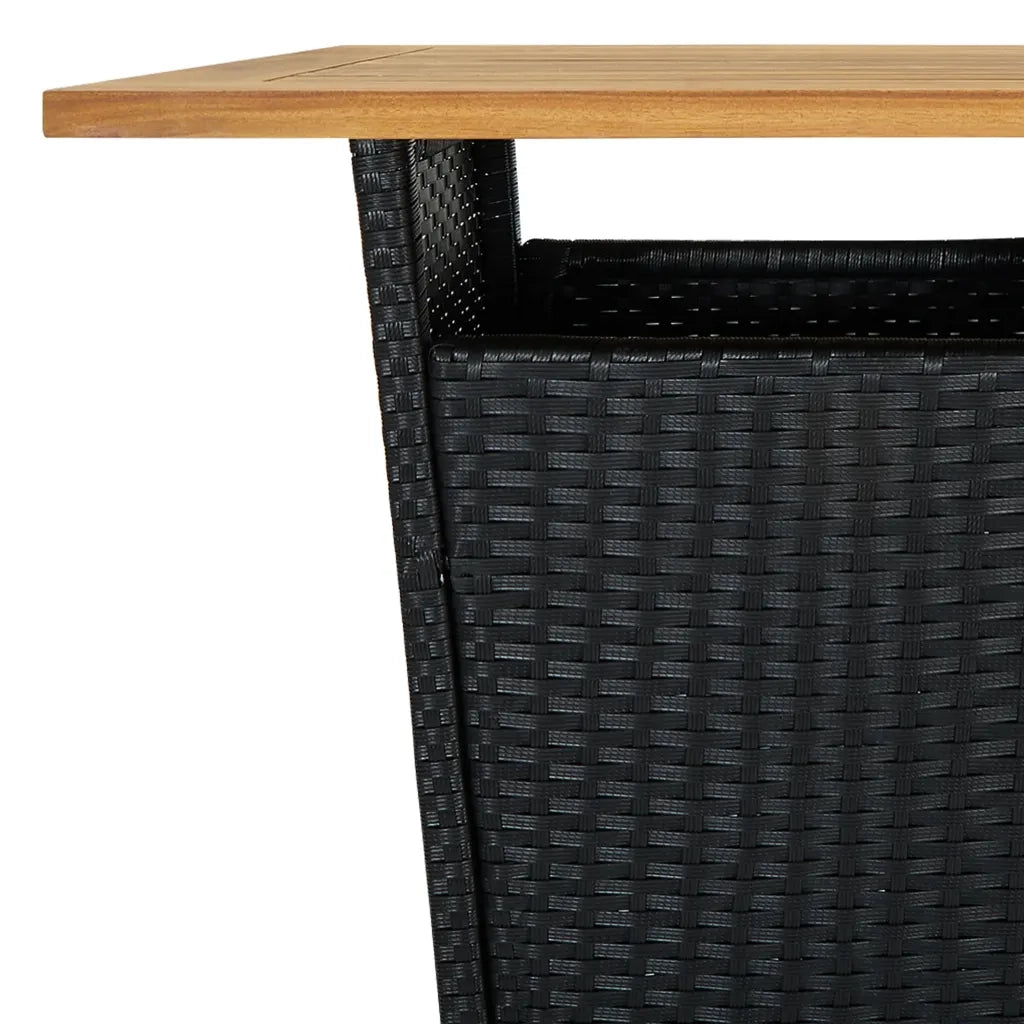 Set Bar da Giardino 5 pz con Cuscini in Polyrattan Nero 3094800