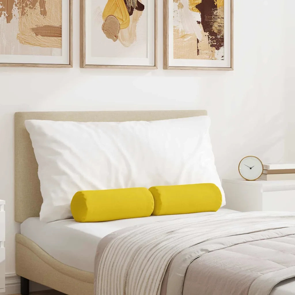 Cuscini a rullo 2 pz | Cuscini per sedie Giallo Chiaro ? 15 x 40 cm Tessuto