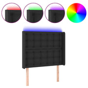 Testiera | Testata a LED Nera 83x16x118/128 cm in Similpelle