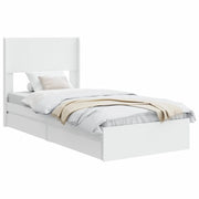 Letto singolo | Letto per adulti | Struttura del letto con stoccaggio e testata Bianco 75 x 190 cm
