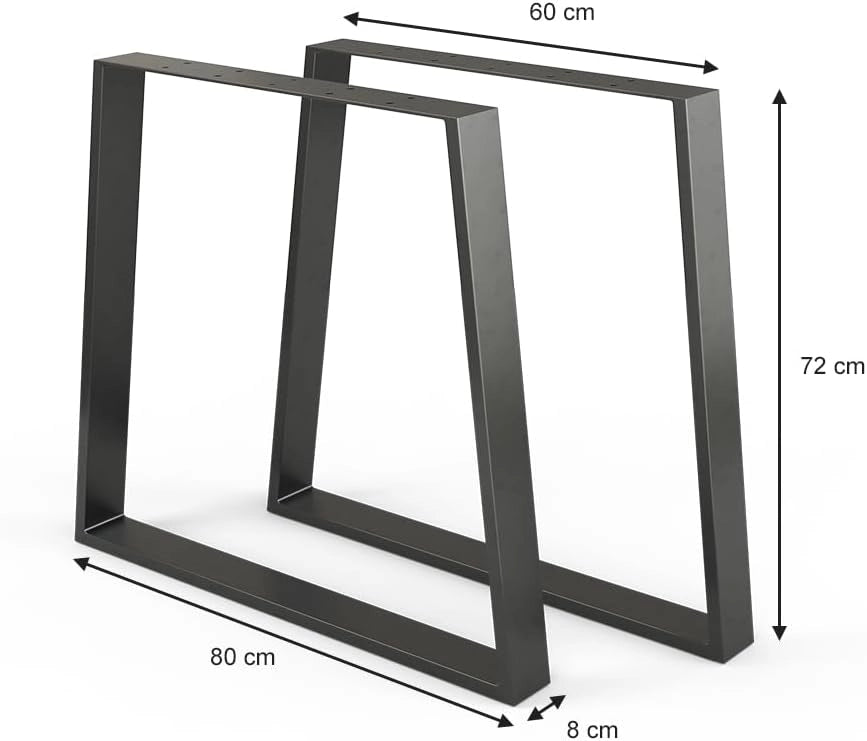 Gambe per tavolo, Nero, 80 x 72 cm Trapezoidale, per un facile montaggio su tavoli da pranzo e piani di lavoro