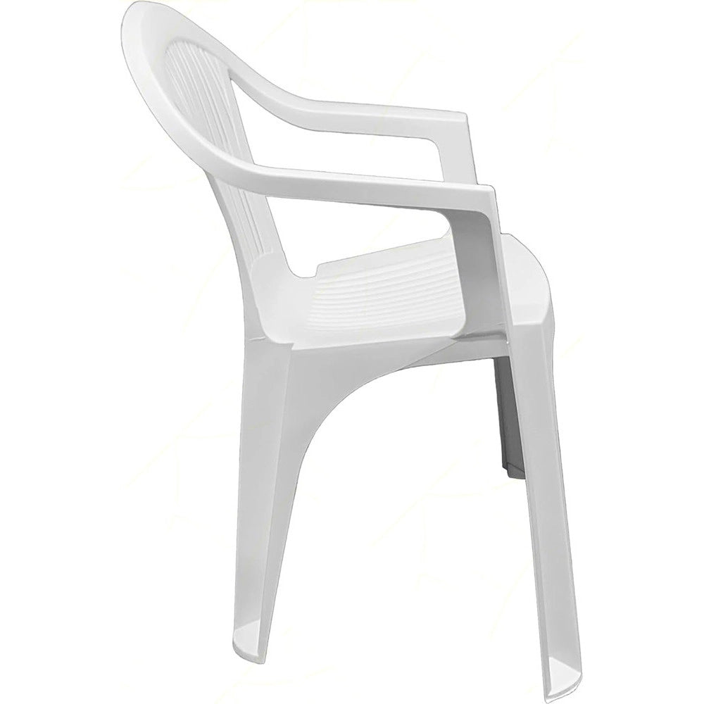 Trade Shop - Set 2 Pz Sedia Ratak Schienale Basso Monoblocco Bianca Opaca Con Braccioli 021048 -