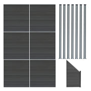 Pannelli Recinzione x6, Elemento Angolare & 8 Pali Metallo 185cm Grigio