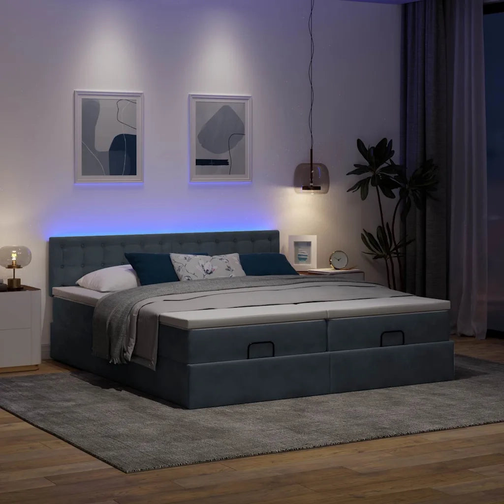 Struttura Letto Pouf con Materassi 160x200 cm in Velluto 3312954