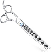 Kit di forbici per pettinatura e affilatura con manico inclinato 7,5" 56 denti colore blu con viti di gioielleria