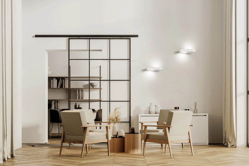 ANCHISE applique a Parete 2 Luci Up/Down in gesso bianco