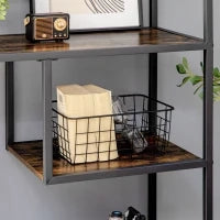 Mobile Libreria a 7 Livelli in Legno e Acciaio Stile Industriale, 83x34x180 cm, Marrone