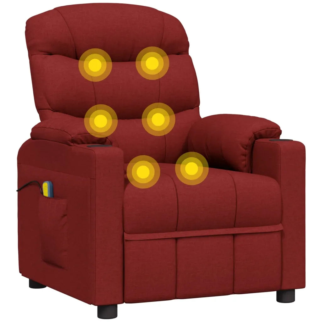 Poltrona Massaggiante Elettrica Rosso Vino in Tessuto 3143506
