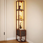 Lampada da terra con scaffali, regolabile, colore marrone ¨C zephmum ¨C 160x30x30