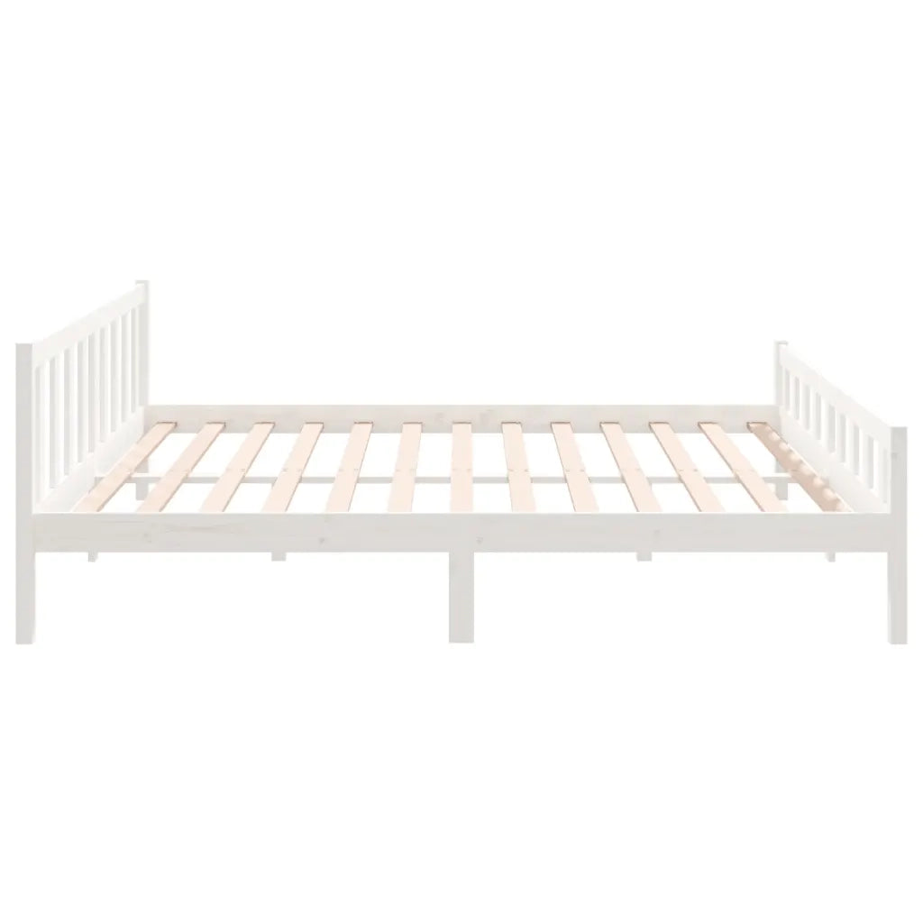 Letto matrimoniale | Letto per adulti | Giroletto Bianco in Legno Massello 160x200 cm