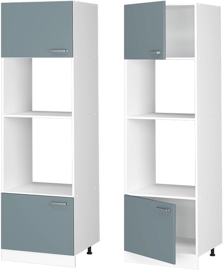Mobile cucina microonde R-Line, Grigio-blu, 60 cm, per la libera combinazione all'interno di sistemi cucina modulari