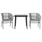 Set da Pranzo da Giardino 3 pz | Set Salotto da Giardino con Cuscini in Polyrattan Vetro