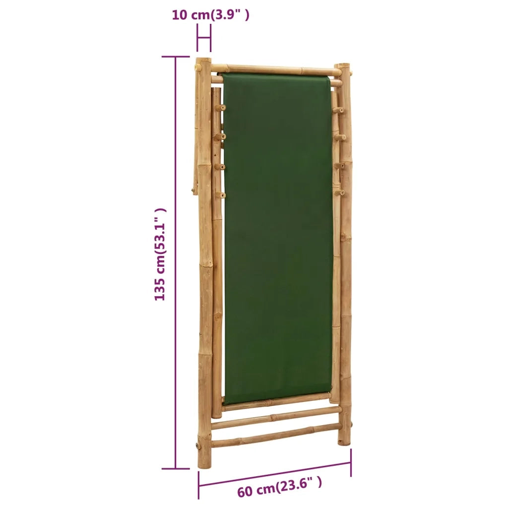 Sedia a Sdraio in BambÃ¹ e Tela Verde cod mxl 8878