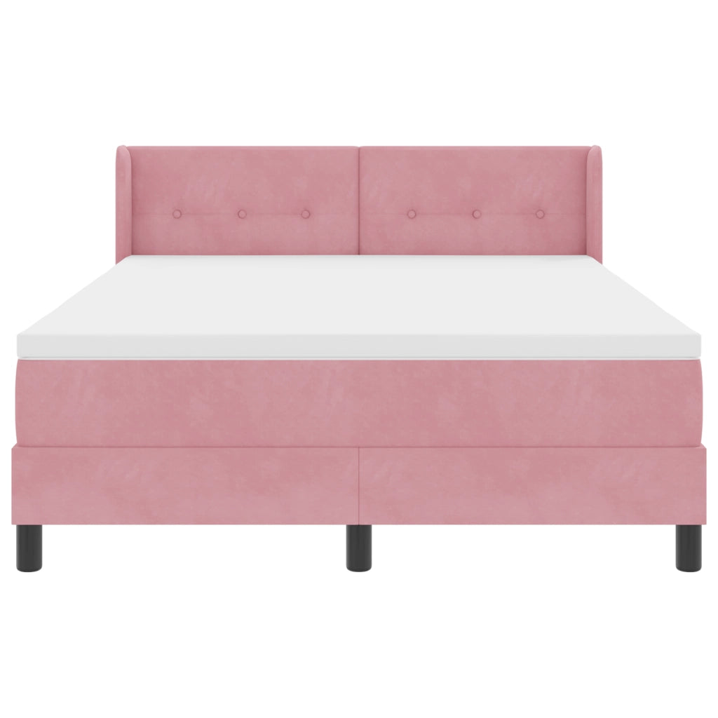 Letto con Contenitore e Materasso Rosa 140x190 cm Velluto