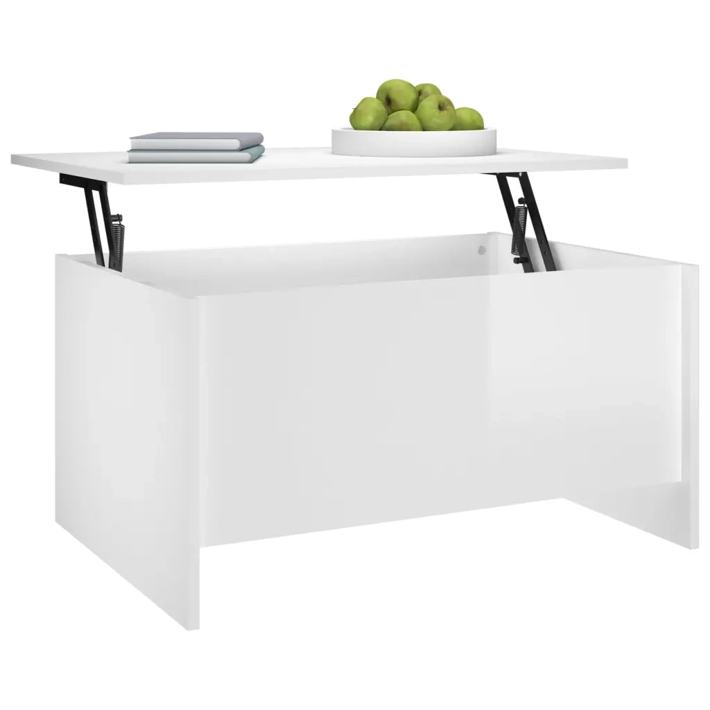 Tavolino Salotto Bianco Lucido 80x55,5x41,5cm Legno Multistrato 809680
