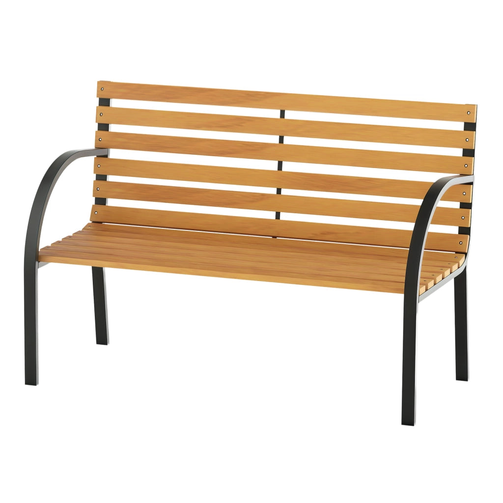 Panchina da Giardino in Legno 2 Posti ¨C zephmum ¨C Naturale e Nero 122x60x83 cm